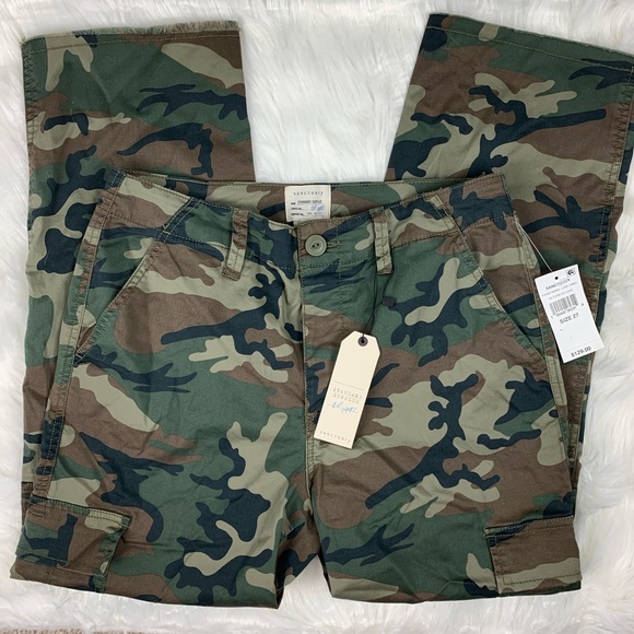 🔥SANCTUARY🔥Love Camo Capri Pants Frayed Hem Size 27 Green Camouflage NWT - Picture 3 of 6
